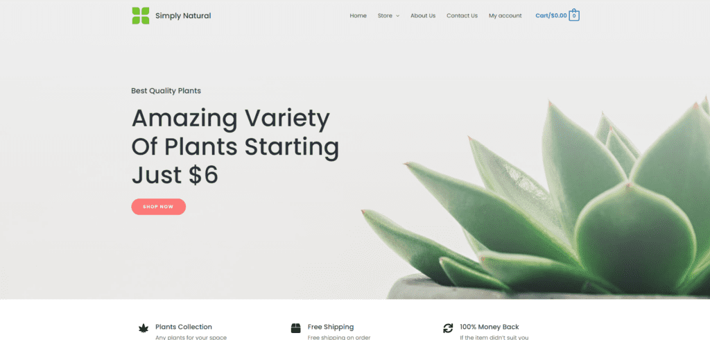 simply natural homepage