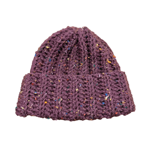 Purple Fleck Woolen Crocheted Hat